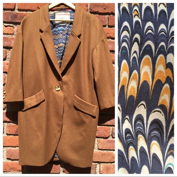 ANTHROPOLOGIE Wool Camel Brown Cocoon Topcoat - L - Picture 4 of 5